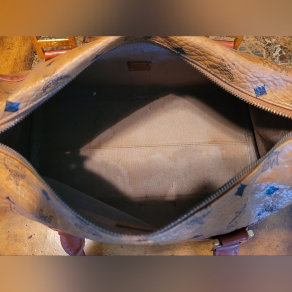 MCM Cognac and Chestnut Monogram Satchel - Picture 8 of 12